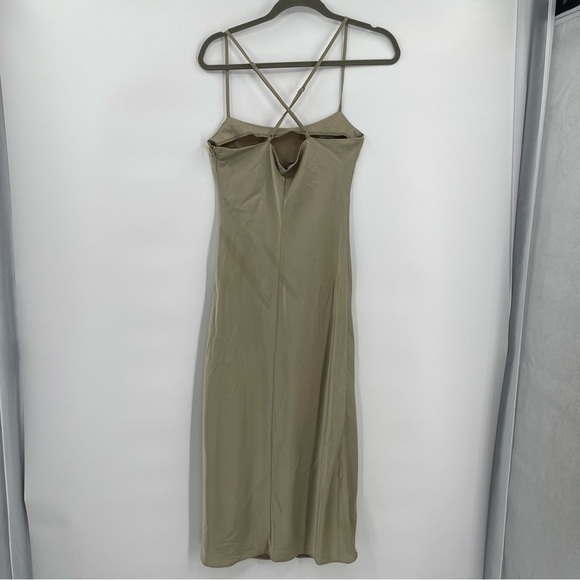Nasty Gal Collection NWT Satin Square Neck Midi Slip Dress Size 2 Sand/tan - Picture 7 of 9